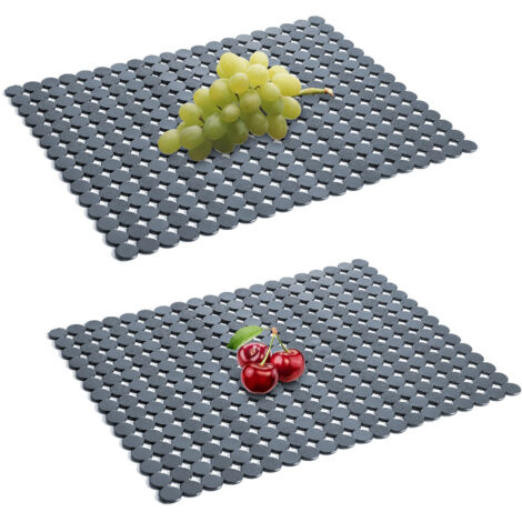 Tappetino per lavabo - 2 pezzi - 30x40 cm - Rettangolare - Fantasia a pois - Protezione per lavabo - Bianco - PVC - Tappetino per lavabo