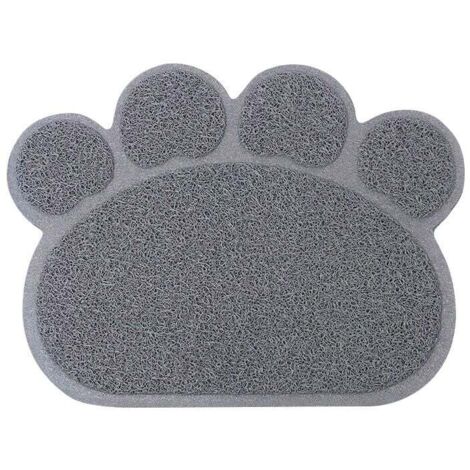 Tappetino per lettiera per gatti, grande lettiera per gatti di alta qualità, materiale in PVC, a forma di zampa di gatto, impermeabile e resistente, facile da pulire, antiscivolo, grigio, 40 cm × 30 c