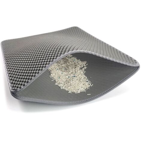 Tappetino per lettiera per gatti KZQ, 40 x 50 cm, grigio, raccoglitore di lettiera, tappetino di uscita per gatti, tappetino a doppio strato, impermeabile, ecologico
