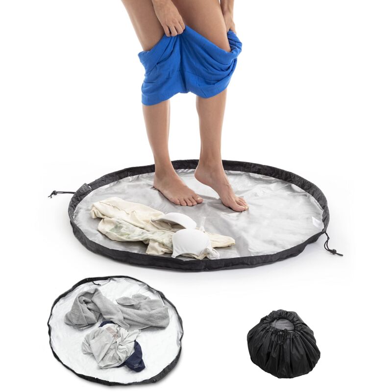 Tappetino per spogliatoi e Borsa Impermeabile 2 in 1 Gymbag Unisex Adulto, Nero Argentato, Taglia Unica - Innovagoods