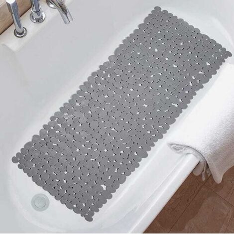 Tappetino per vasca da bagno, tappetino anticaduta con ventosa, tappetino antiscivolo per vasca Pebble, 8840 cm, grigio