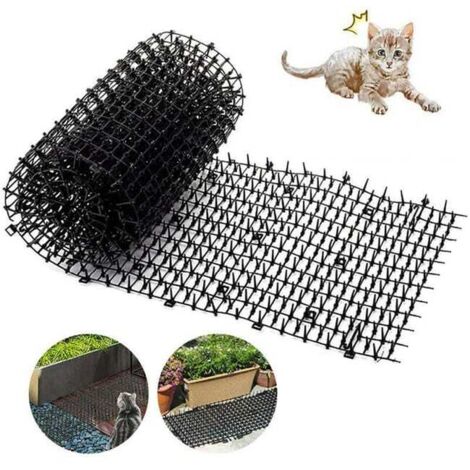 Tappetino repellente per gatti da giardinaggio, con strisce anti-puntura, punte e cinghie, per tenere lontani gatti e cani dagli scavi, 400 x 28 cm