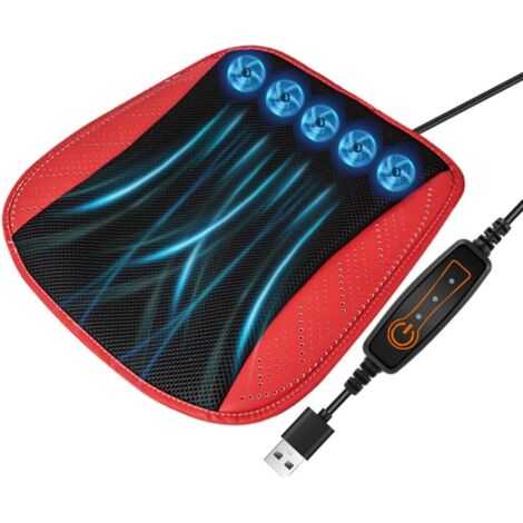 Tappetino rinfrescante per seggiolino auto Zoternen, cuscino ventilato per sedile, cuscino rinfrescante per seggiolino auto per un comfort ottimale per auto e sedie da ufficio, rosso, 5 ventole
