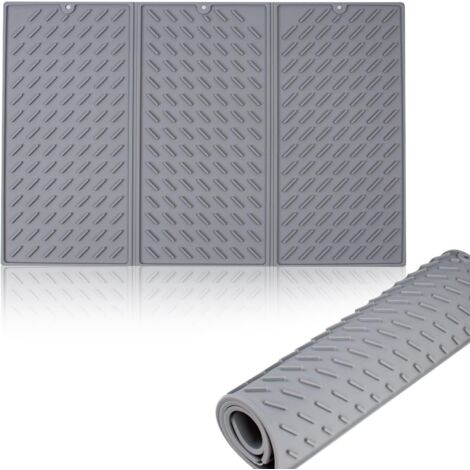 Tappetino scolapiatti 6240CM, scolapiatti da cucina pieghevole in silicone, resistente al calore, antiscivolo, per piatti da bar, grigio
