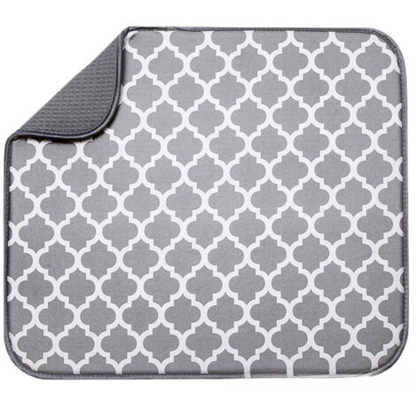 Tappetino Scolapiatti in Microfibra per Scolapiatti da Cucina, Tappetino Super Assorbente ad Asciugatura Rapida, 30 x 40 cm, Grigio Scuro