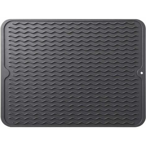 Tappetino scolapiatti in silicone, organizer per lavello, supporto per lavello da cucina, resistente al calore e antiscivolo, tappetino scolapiatti in silicone, nero