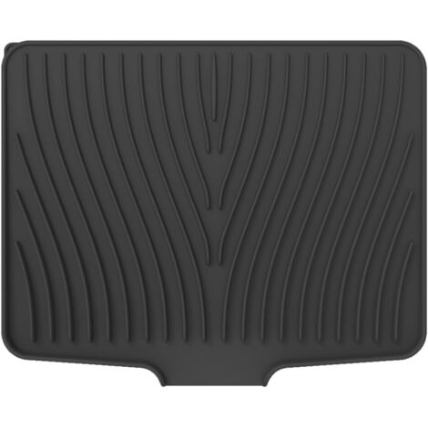 Scolapiatti In Silicone 50x16 Cm, Grigio, Antiscivolo E Pieghevole. Con Deflettore E Inclinazione 5° Per Far Scorrere L'acqua Nel Lavello. Tagliabile Su Misura.