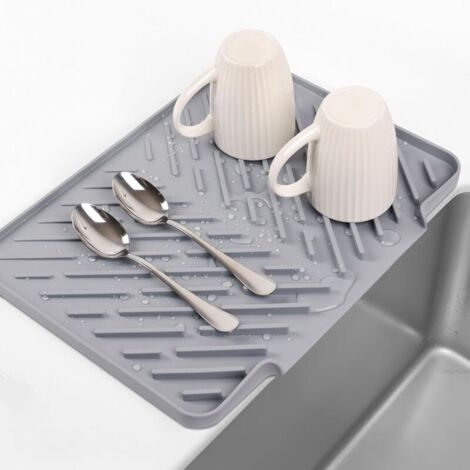 Tappetino scolapiatti in silicone per piano di lavoro della cucina, scolapiatti in gomma antiscivolo da 15,7" x 12,2"