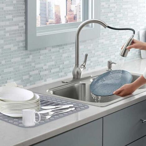 Tappetino scolapiatti in silicone, tappetino scolapiatti pieghevole in silicone per lavello da cucina, 40 x 29 x 0,7 cm
