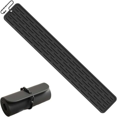 Tappetino scolapiatti stretto in silicone per bar, antiscivolo, protegge il lavello e il vassoio portapiatti, 55 x 8 cm, nero