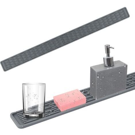 Tappetino scolapiatti, tappetino in silicone per rubinetto, tappetino per lavello da cucina per schizzi, drenaggio, asciugatura e protezione del lavello, tappetino grigio per piatti, tappetino assorbe