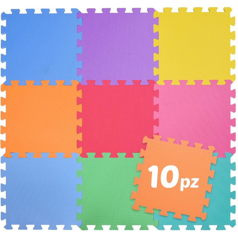 Tappetino Tappeto Puzzle Maxi Colorati Gioco Bambino 10Pz 31,5X31,5Cm Gomma Eva