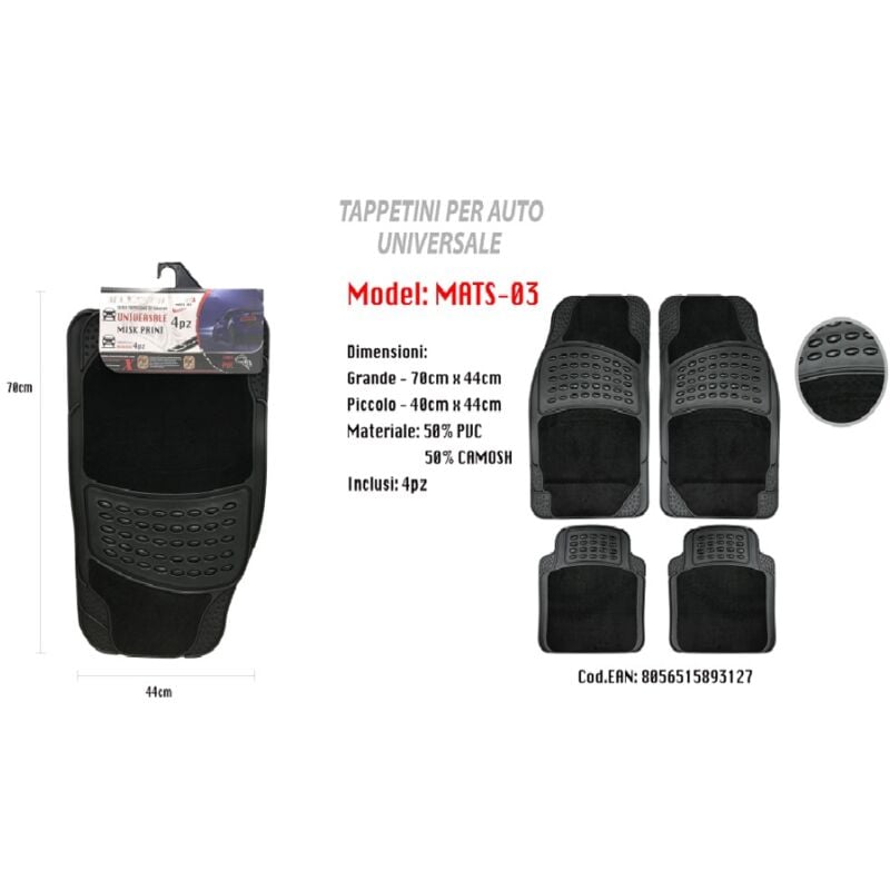 Image of Trade Shop - universal automatte pvc wildleder vorne hinten 4 stück Maxtech MATS-03 -