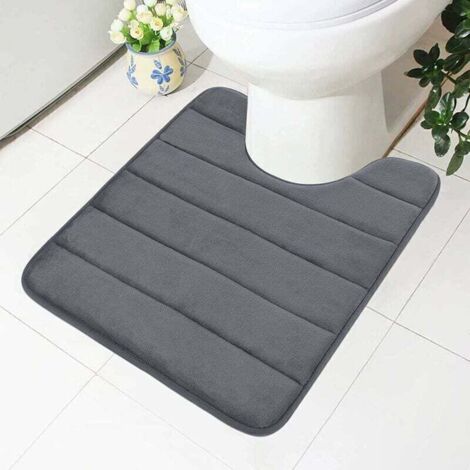 Tappetino WC antiscivolo in memory foam con foro, 50 x 60 cm, assorbente, lavabile, per WC, grigio scuro