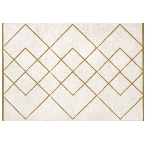 Tappeto in pelle oro e beige 140 x 200 cm TOKUL 