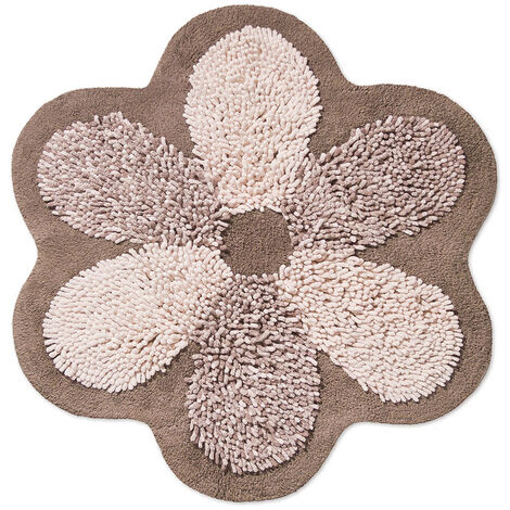 Tappeto A Fiore Casa Bagno Cotone Spugna Morbida Antiscivolo Flower Tortora