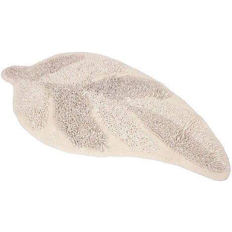 Tappeto A Foglia Casa Bagno Cotone Spugna Morbida Antiscivolo Leaf Avorio