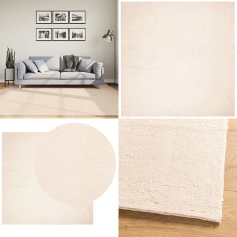 Tappeto a Pelo Corto HUARTE Morbido e Lavabile Beige 200x200 cm - Tappeto antiscivolo - Tappeto per casa
