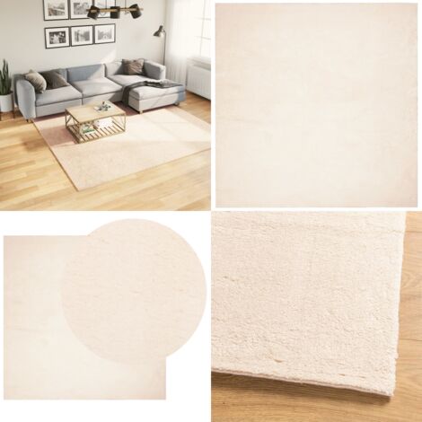 Tappeto a Pelo Corto HUARTE Morbido e Lavabile Beige 240x240 cm - Tappeto antiscivolo - Tappeto lavabile
