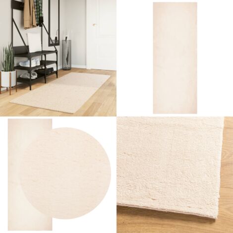 Tappeto a Pelo Corto HUARTE Morbido e Lavabile Beige 80x200 cm - Tappeto antiscivolo - Tappeto lavabile