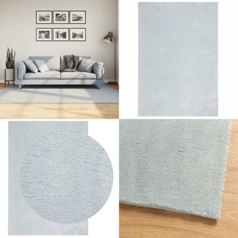 Tappeto a Pelo Corto HUARTE Morbido e Lavabile Blu 140x200 cm - Tappeto antiscivolo - Tappeto lavabile