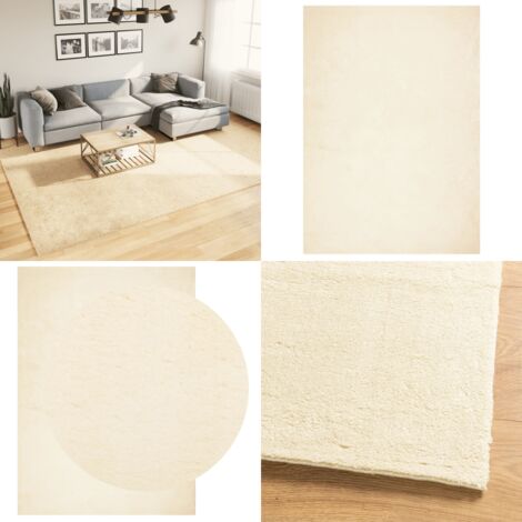 Tappeto a Pelo Corto HUARTE Morbido e Lavabile Crema 240x340 cm - Tappeto lavabile - Tappeto antiscivolo