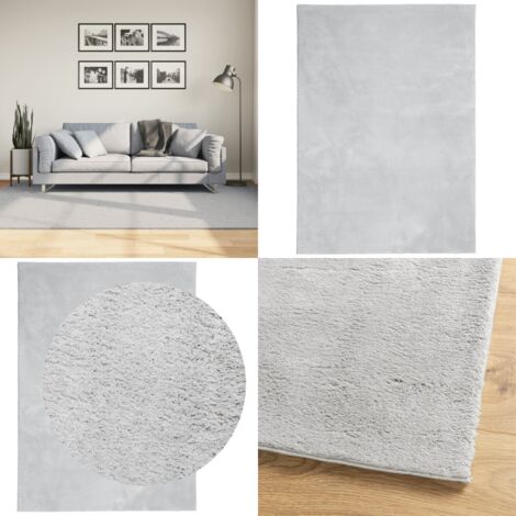 Tappeto a Pelo Corto HUARTE Morbido e Lavabile Grigio 160x230cm - Tappeto antiscivolo - Tappeto lavabile