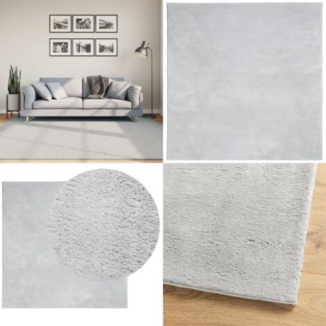 Tappeto a Pelo Corto HUARTE Morbido e Lavabile Grigio 200x200cm - Tappeto antiscivolo - Tappeto lavabile