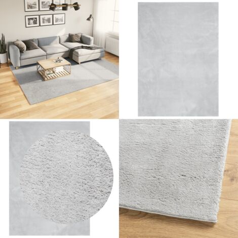 Tappeto a Pelo Corto HUARTE Morbido e Lavabile Grigio 200x280cm - Tappeto antiscivolo - Tappeto lavabile