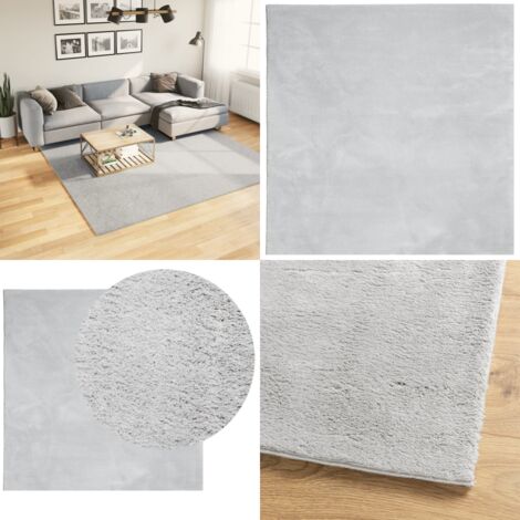 Tappeto a Pelo Corto HUARTE Morbido e Lavabile Grigio 240x240cm - Tappeto antiscivolo - Tappeto lavabile