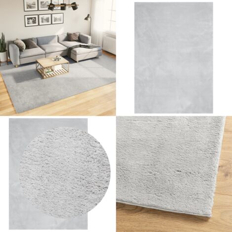 Tappeto a Pelo Corto HUARTE Morbido e Lavabile Grigio 240x340cm - Tappeto antiscivolo - Tappeto lavabile