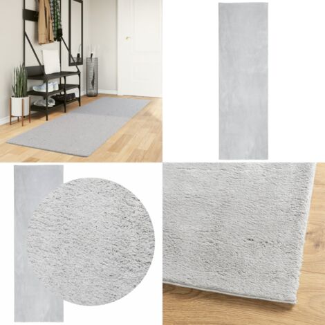 Tappeto a Pelo Corto HUARTE Morbido e Lavabile Grigio 80x250 cm - Tappeto antiscivolo - Tappeto lavabile