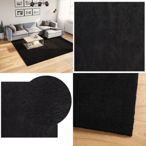 Tappeto a Pelo Corto HUARTE Morbido e Lavabile Nero 240x240cm - Tappeto antiscivolo - Tappeto lavabile