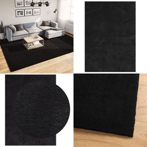Tappeto a Pelo Corto HUARTE Morbido e Lavabile Nero 240x340cm - Tappeto antiscivolo - Tappeto lavabile