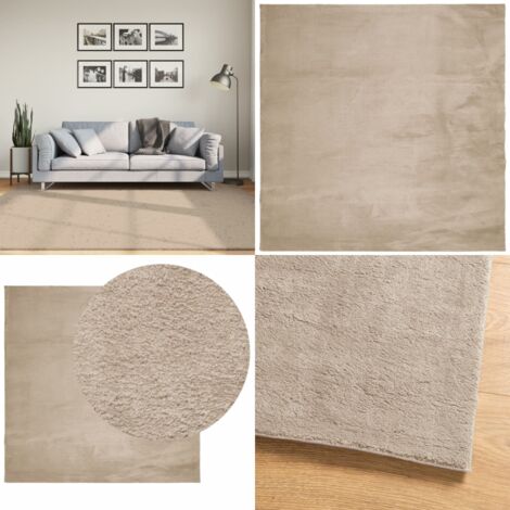 Tappeto a Pelo Corto HUARTE Morbido e Lavabile Sabbia 200x200cm - Tappeto lavabile - Tappeto antiscivolo