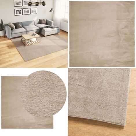 Tappeto a Pelo Corto HUARTE Morbido e Lavabile Sabbia 240x240cm - Tappeto lavabile - Tappeto antiscivolo