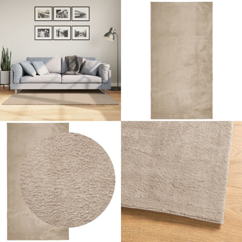 Tappeto a Pelo Corto HUARTE Morbido e Lavabile Sabbia 80x150 cm - Tappeto lavabile - Tappeto antiscivolo