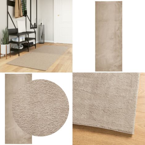 Tappeto a Pelo Corto HUARTE Morbido e Lavabile Sabbia 80x200 cm - Tappeto antiscivolo - Tappeto lavabile