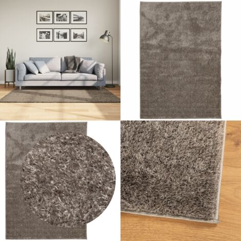Tappeto a Pelo Lucido Lungo ISTAN Effetto Grigio 120x170 cm - Tappeto lucido - Tappeto pelliccia