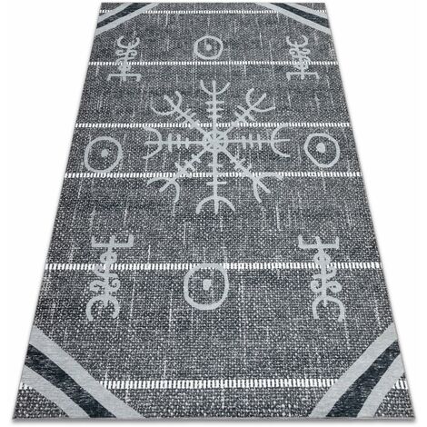Tappeto ANTIKA 118 tek, azteco moderno, lavabile - grigio grey 80x150 cm