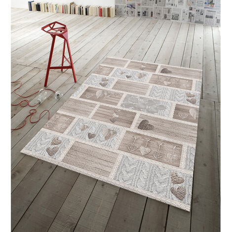 Tappeto Antiscivolo In Stampa Digitale Linea Pensieri Delicati Dis. Shabby Love, misura60X110coloreRosso