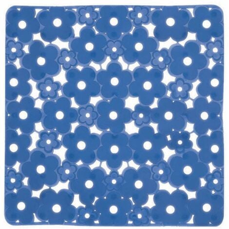 TAPPETO ANTISCIVOLO MARGHERITA DOCCIA 51X51 CM AZZURRO TRASPARENTE