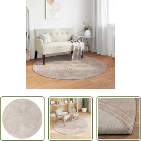 Tappeto antiscivolo -  Tappeti per area Rotondo GALATI Beige Ø 160 CM Poliestere