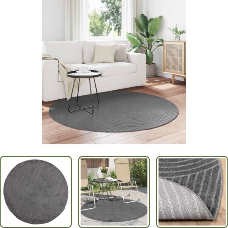 Tappeto antiscivolo -  Tappeti per area Rotondo PALMERAS Antracite Ø 200 CM Poliestere