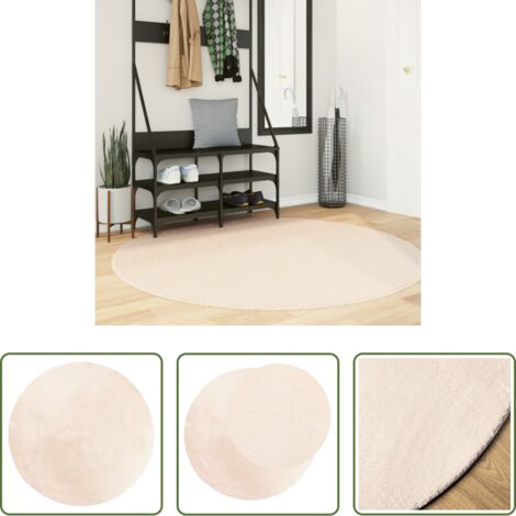 Tappeto antiscivolo -  Tappeto a Pelo Corto HUARTE Morbido e Lavabile Beige Ø 160 cm