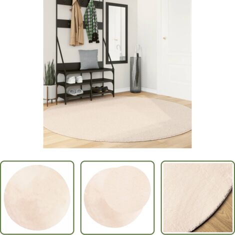 Tappeto antiscivolo -  Tappeto a Pelo Corto HUARTE Morbido e Lavabile Beige Ø 200 cm