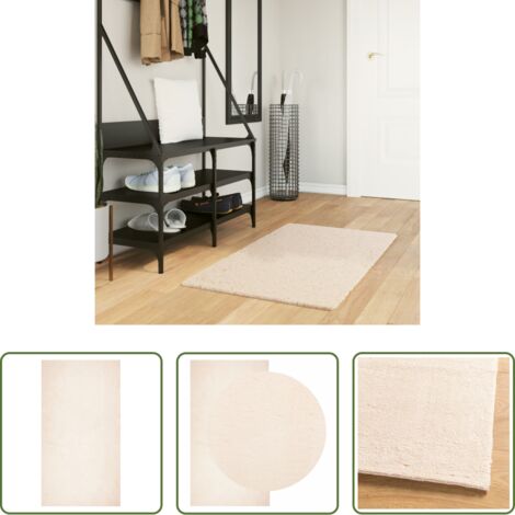 Tappeto antiscivolo -  Tappeto a Pelo Corto HUARTE Morbido e Lavabile Beige 60x110 cm