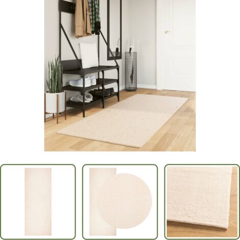 Tappeto antiscivolo -  Tappeto a Pelo Corto HUARTE Morbido e Lavabile Beige 80x200 cm