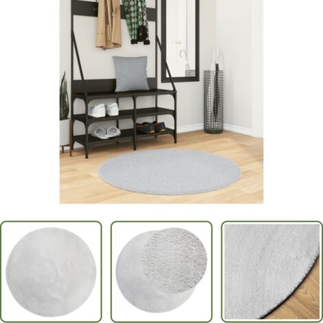 Tappeto antiscivolo -  Tappeto a Pelo Corto HUARTE Morbido e Lavabile Grigio Ø 100 cm
