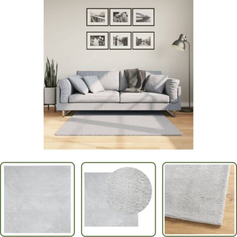 Tappeto antiscivolo -  Tappeto a Pelo Corto HUARTE Morbido e Lavabile Grigio 120x120cm